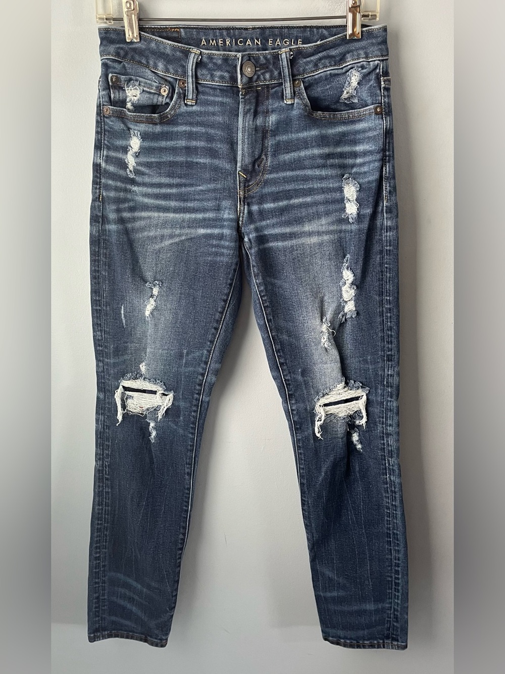 American Eagle Airflex+ Athletic Skinny Men’s Distressed Denim Jeans Size 28x30